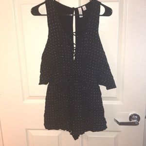 Open back, lace-up romper